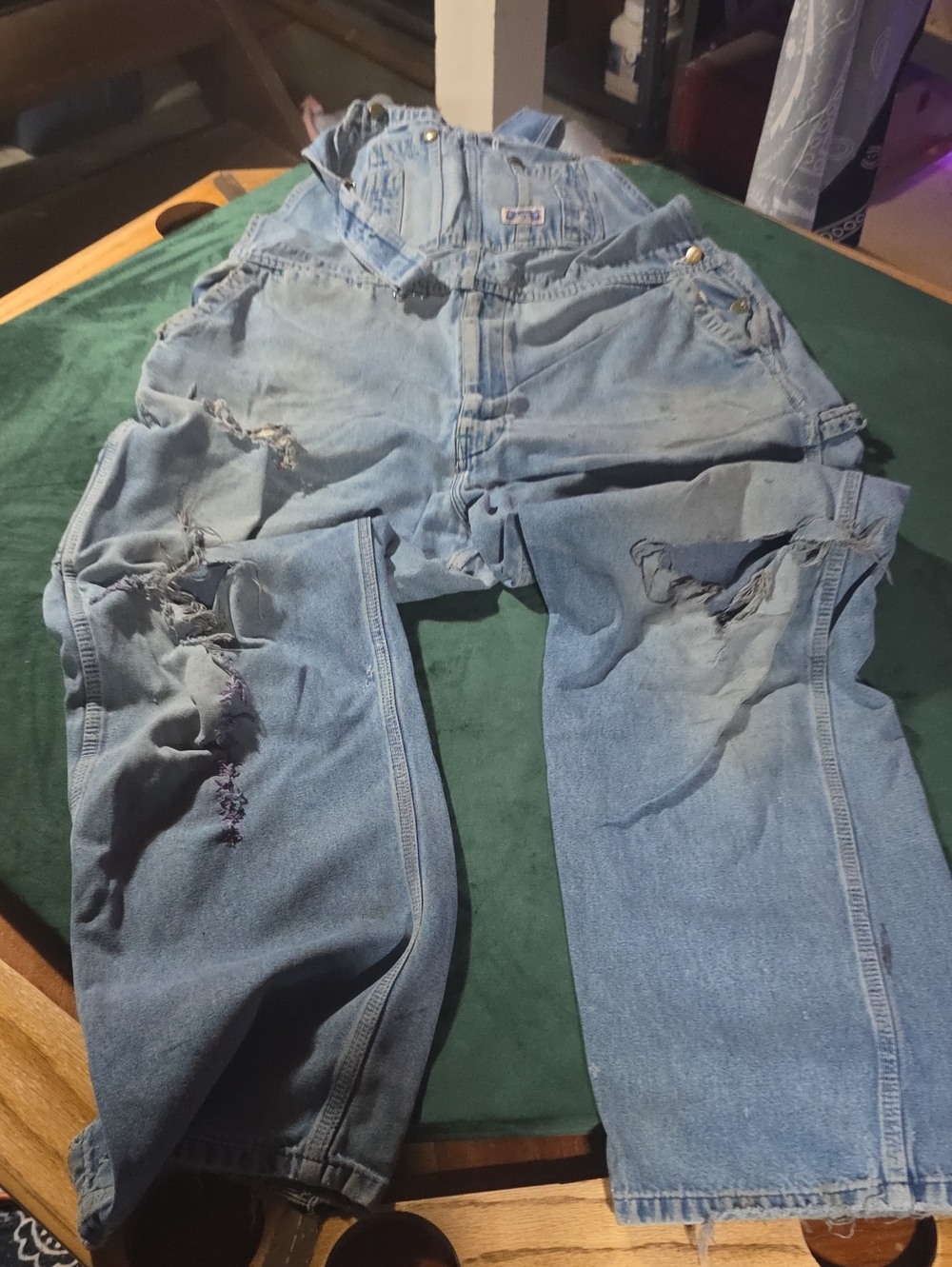 SMITH Faded Light Blue Distressed Men's Denim Overalls